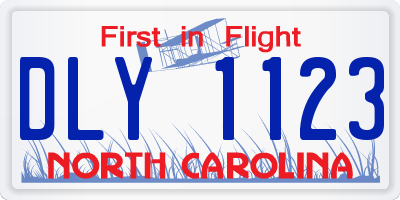 NC license plate DLY1123