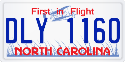 NC license plate DLY1160