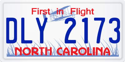NC license plate DLY2173