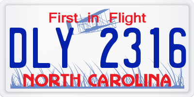 NC license plate DLY2316