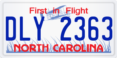 NC license plate DLY2363