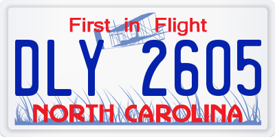 NC license plate DLY2605