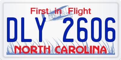NC license plate DLY2606