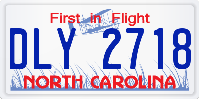 NC license plate DLY2718