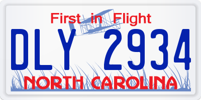 NC license plate DLY2934