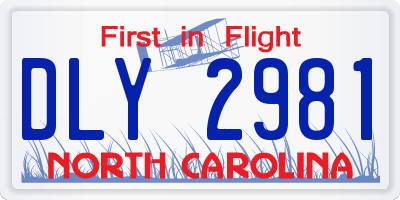 NC license plate DLY2981