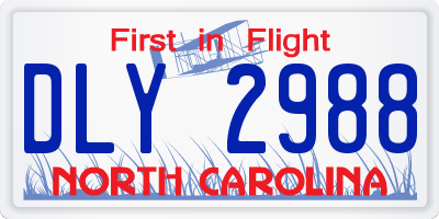 NC license plate DLY2988