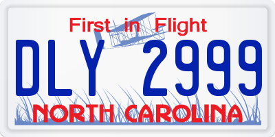 NC license plate DLY2999