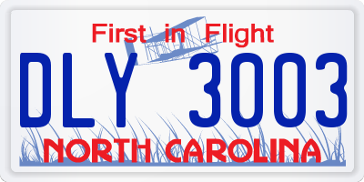 NC license plate DLY3003