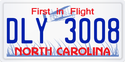 NC license plate DLY3008