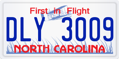 NC license plate DLY3009