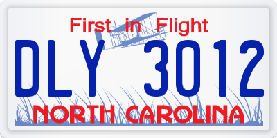 NC license plate DLY3012