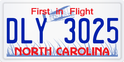 NC license plate DLY3025