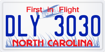 NC license plate DLY3030