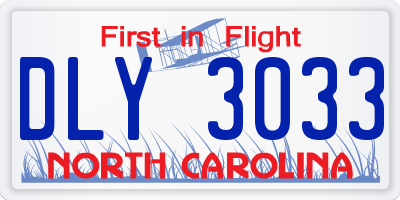 NC license plate DLY3033