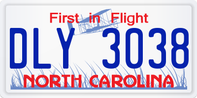 NC license plate DLY3038