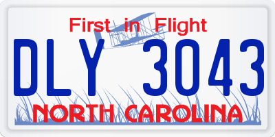 NC license plate DLY3043