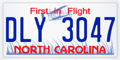 NC license plate DLY3047