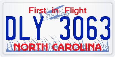 NC license plate DLY3063