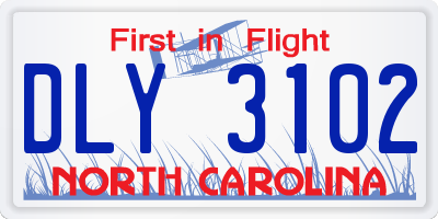 NC license plate DLY3102