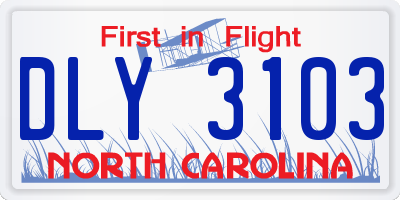 NC license plate DLY3103
