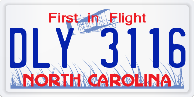 NC license plate DLY3116