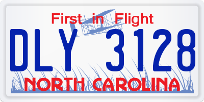 NC license plate DLY3128