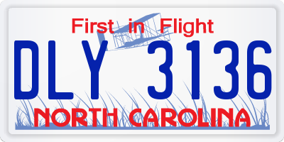 NC license plate DLY3136