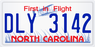 NC license plate DLY3142