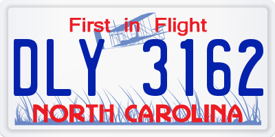 NC license plate DLY3162