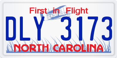 NC license plate DLY3173