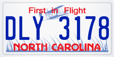 NC license plate DLY3178