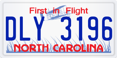 NC license plate DLY3196