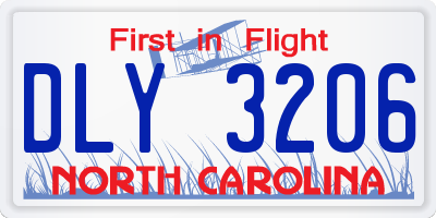 NC license plate DLY3206