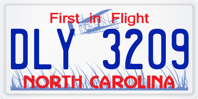 NC license plate DLY3209