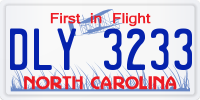 NC license plate DLY3233