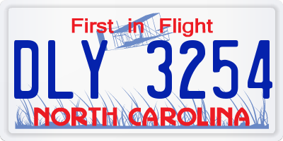 NC license plate DLY3254