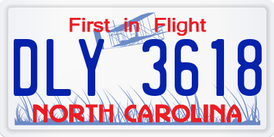 NC license plate DLY3618