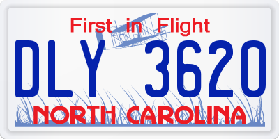 NC license plate DLY3620
