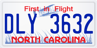 NC license plate DLY3632
