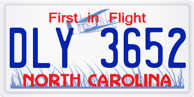 NC license plate DLY3652