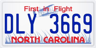 NC license plate DLY3669