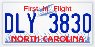 NC license plate DLY3830