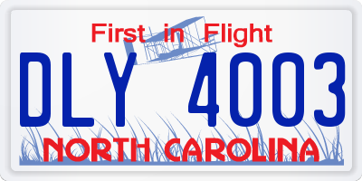 NC license plate DLY4003