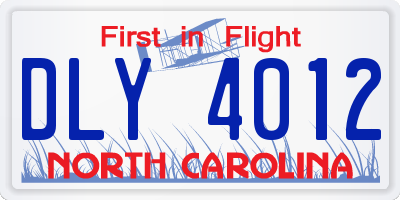 NC license plate DLY4012