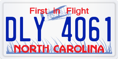 NC license plate DLY4061