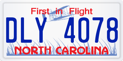 NC license plate DLY4078
