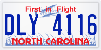 NC license plate DLY4116