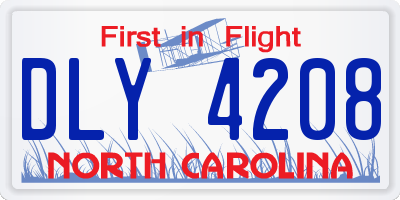 NC license plate DLY4208