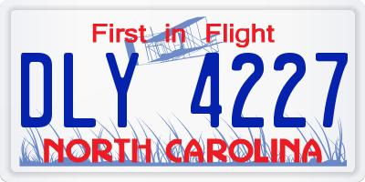 NC license plate DLY4227